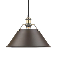 Golden 3306-L AB-RBZ - Yep by Golden Lighting Orwell 1-light 14in Pendant in Aged Brass and Rubbed Bronze shade